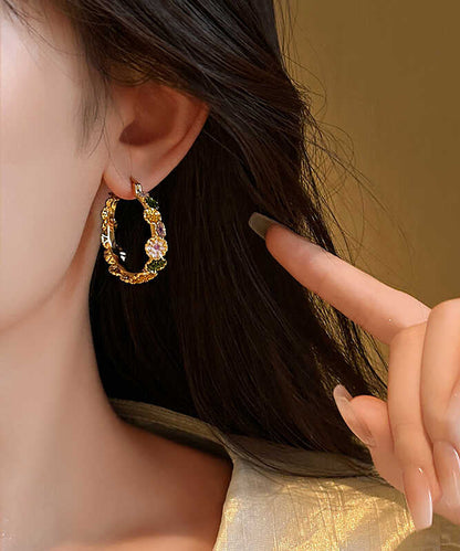 Boutique Gold Sterling Silver Alloy Hoop Earrings