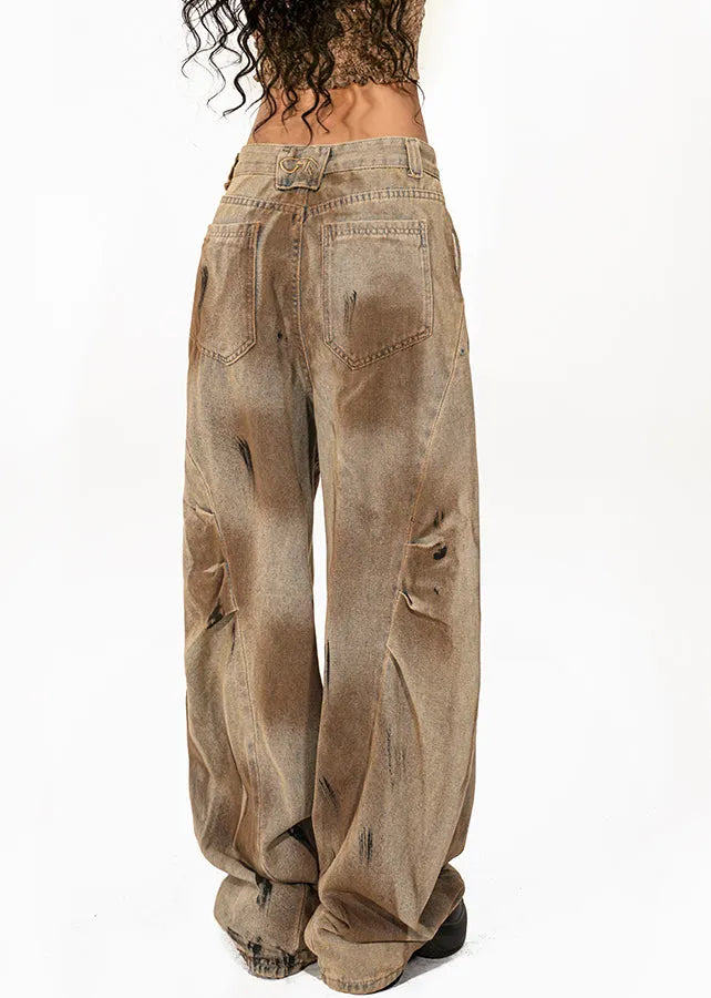 Patchwork Tie Dye Wide Leg Jeans Summer