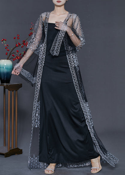 Diy Black Sequins Oversized Tulle Two Pieces Set Summer