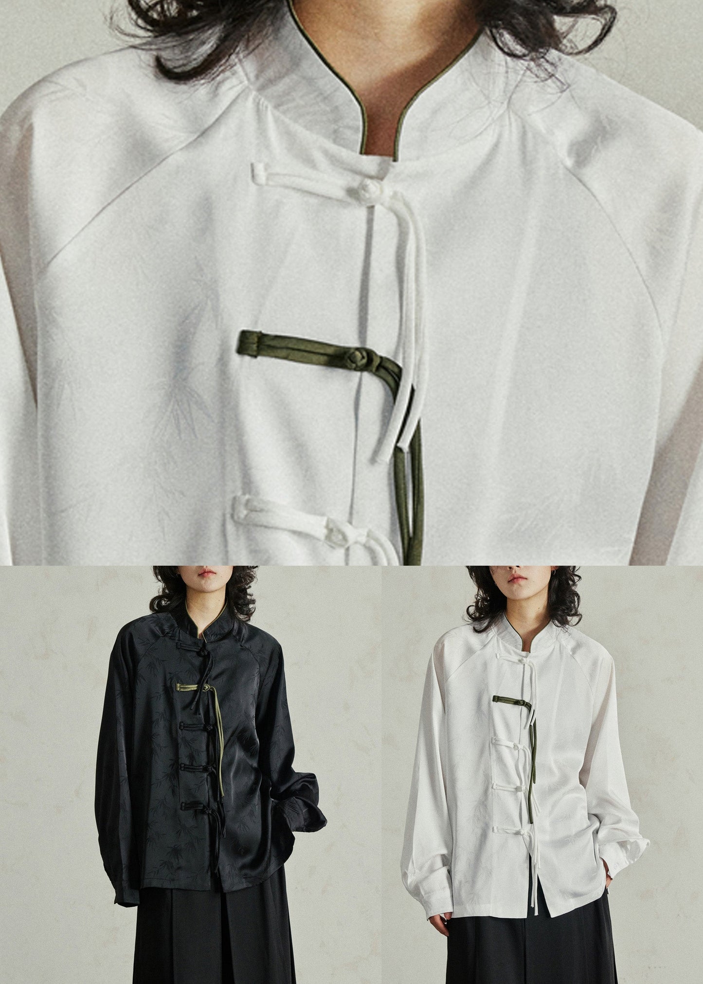 Chinese Style White Patchwork Shirts Fall