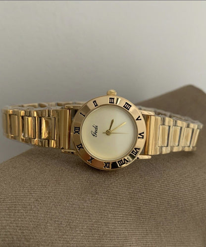 Gold Stainless Steel Mechanical Movement Hardlex Crystal Watches