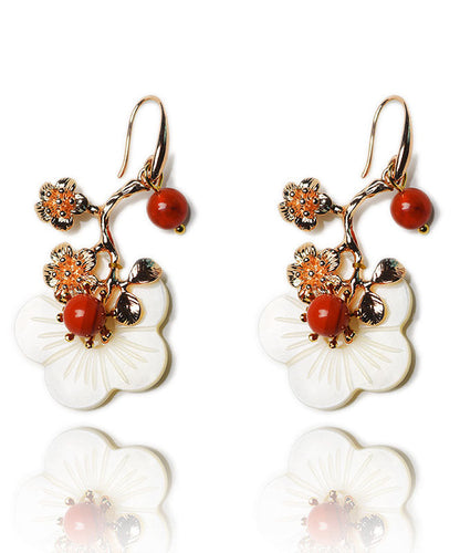 White the Sunflowers Metal Drop Earrings