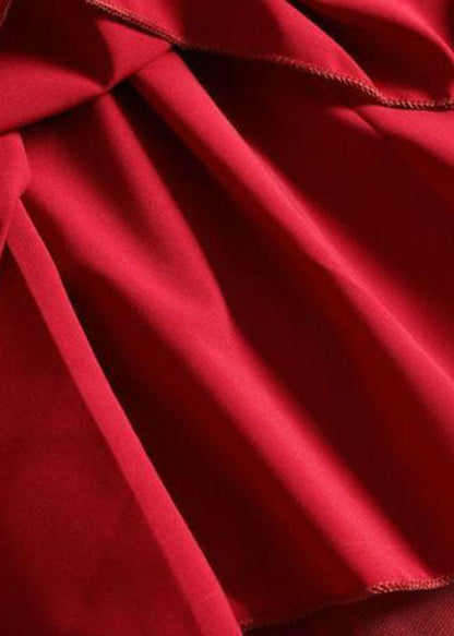 Red Brief Tulle a Line Skirts Wrinkled Spring
