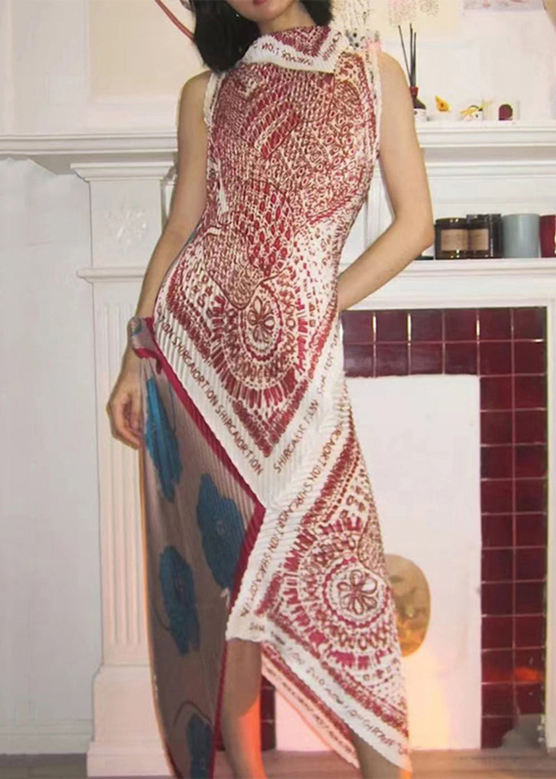 Photo Color Asymmetrical Print Cotton Dress Summer