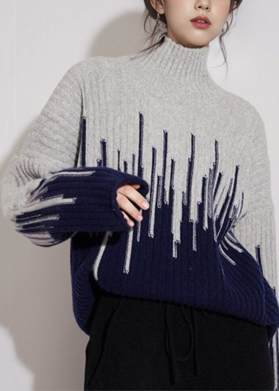 Beige Turtleneck Thick Knit Sweater Winter