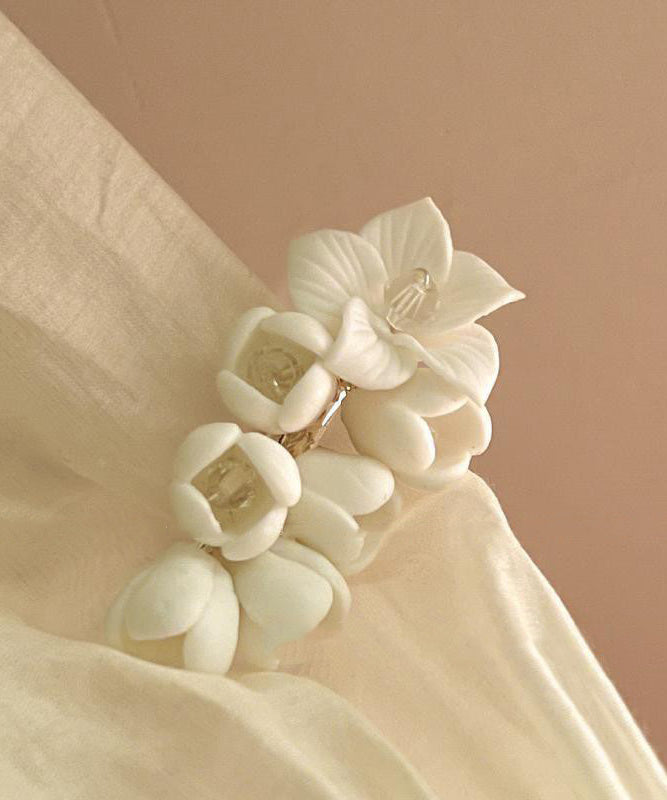 Classy White Alloy Crystal Hairpin