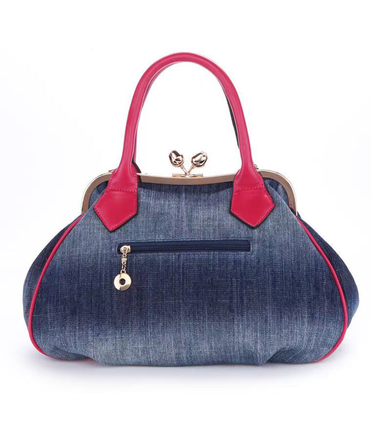 New Blue Flower Denim Satchel Bag Handbag