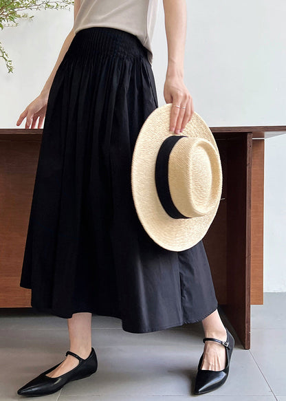 Natural Black High Waist Exra Large Hem Cotton Skirt Fall