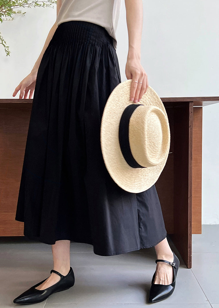 Natural Black High Waist Exra Large Hem Cotton Skirt Fall
