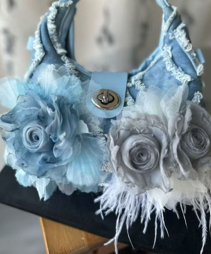 Blue Tassel Denim Tote Handbag