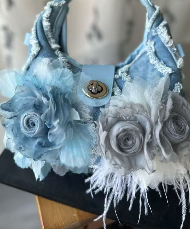 Blue Tassel Denim Tote Handbag