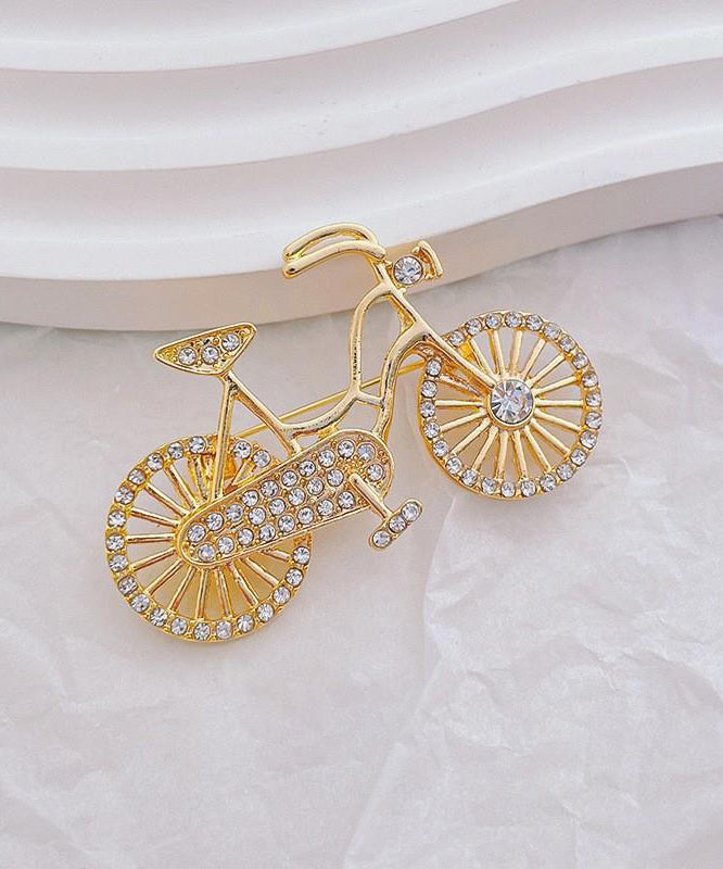 Pink Alloy Zircon Pearl Bicycle Brooches