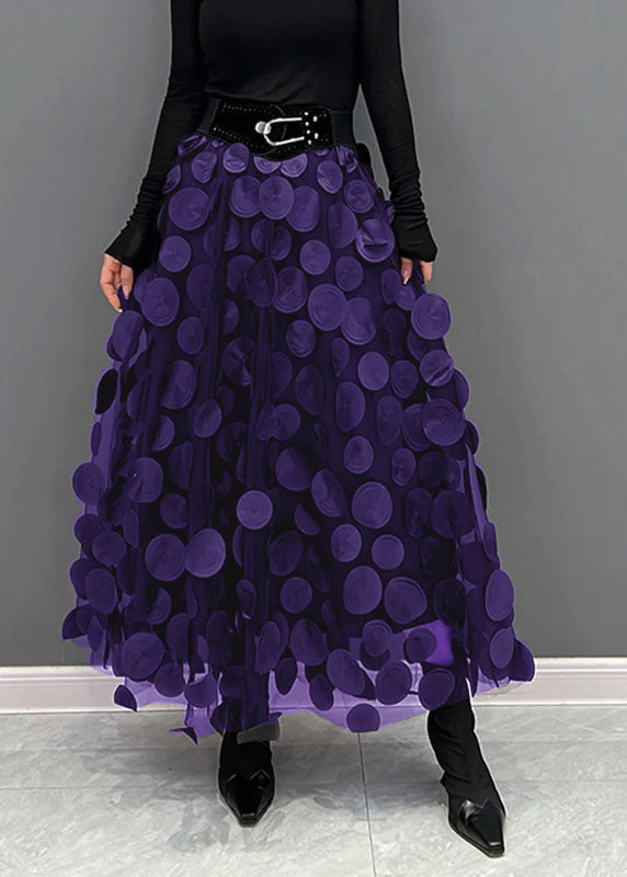 Light Green Dot Patchwork Tulle Skirt Fall