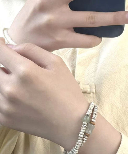 White Jade Bodhi Seed Double Circle Bracelet