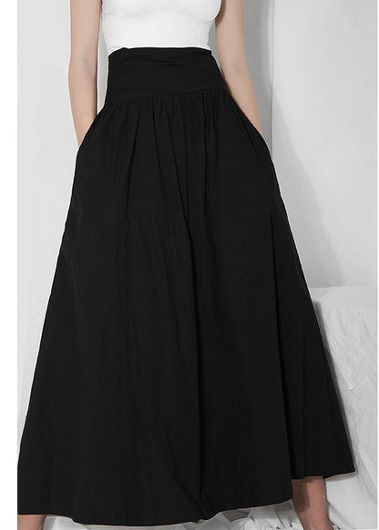 Italian Black High Waist Cinched Skirts Summer