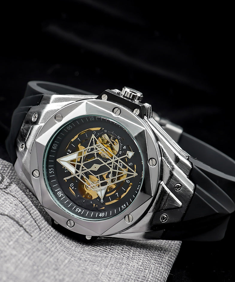 Silk Silicone Rubber Reinforced Glass Fully Automatic Machinery Watches