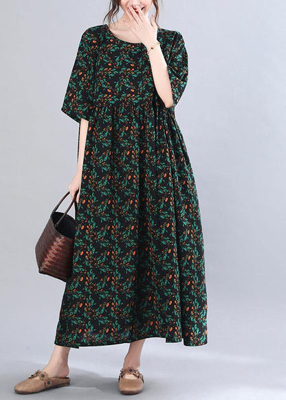 French Print Batwing Sleeve Oversize Summer Cotton Dress