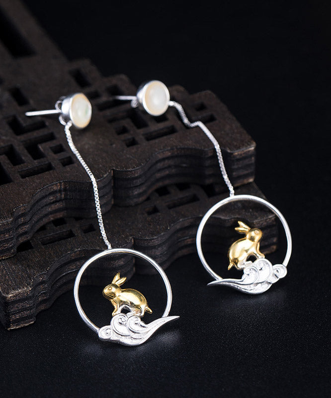 Yellow Sterling Silver Xiangyun Rabbit Drop Earrings