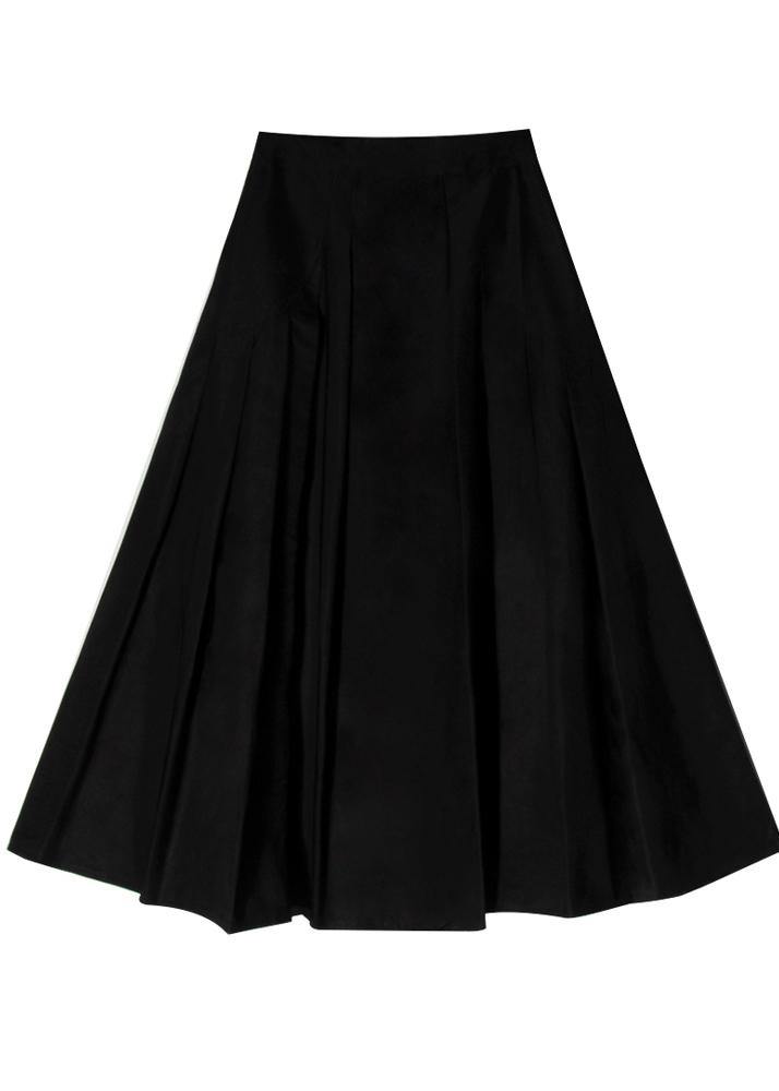 Unique Black Cinched Pockets a Line Summer Skirt