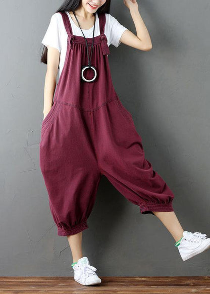 Blue Pockets Button Fall Cotton Romper