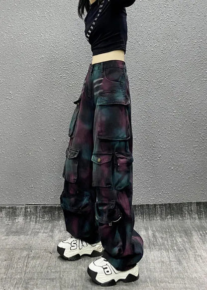 Original Design High Waisted and Multi Pocket Denim Pants Autumn