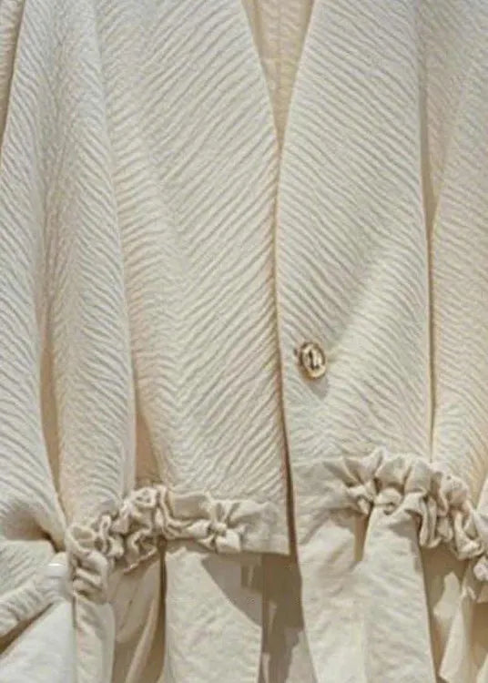 Original Ruffled Pockets Button Cotton Coat Fall