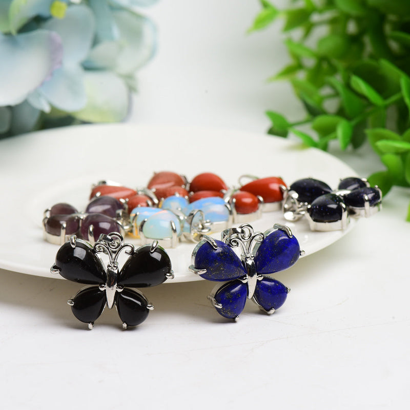 1.1 Inch Mixed Crystal Butterfly Pendant for Spiritual Healing