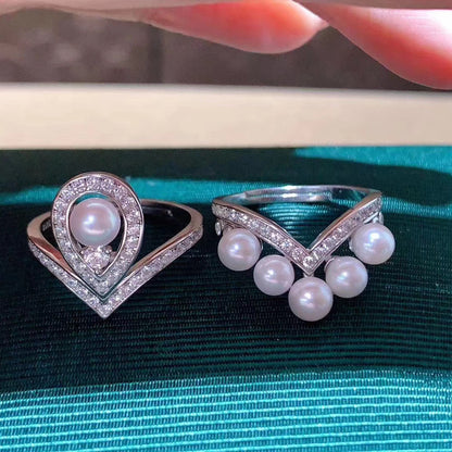 Multi-wear Style 4-5mm Aaaa Grade Freshwater Pearl Rings in 925 Sterling Silver