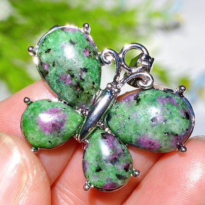 1.2 Inch Crystal Butterfly Healing Pendant Obsidian & More