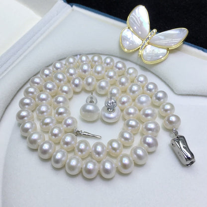 8-9mm Classic Freshwater Near-round Pearl Jewelry Set (3 Pieces)