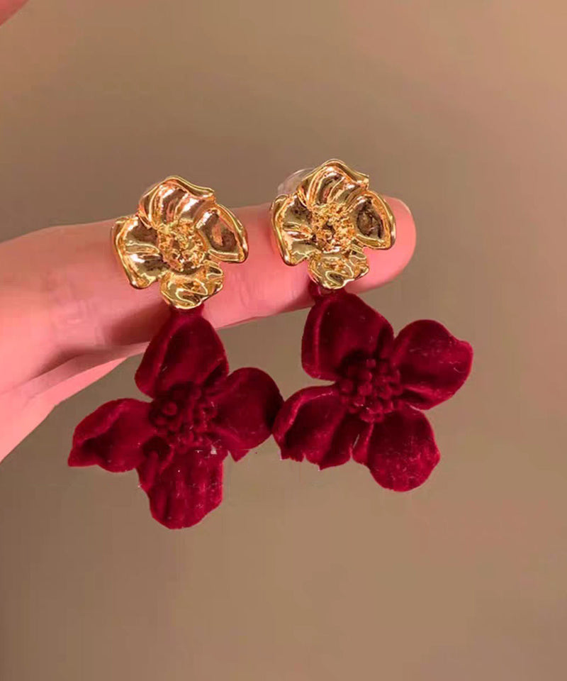 New Year Mulberry Sterling Silver Alloy Velvet Stud Earrings