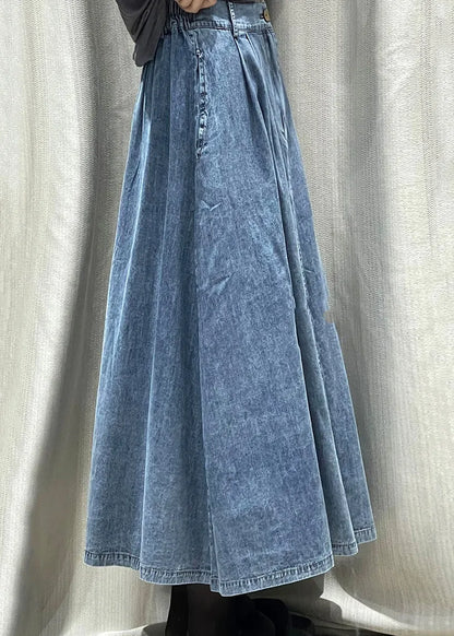 New Deep Blue Thin High Waisted Denim Skirts for Summer