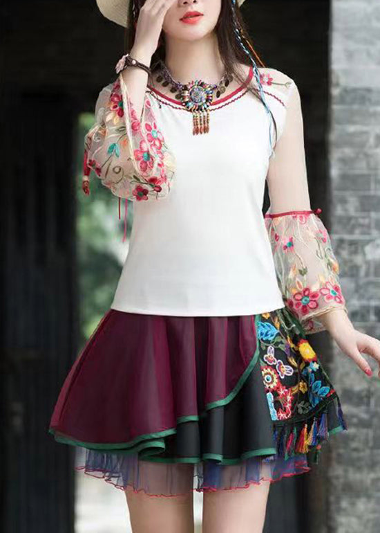 Embroidered Asymmetrical Tulle Short Skirts Summer