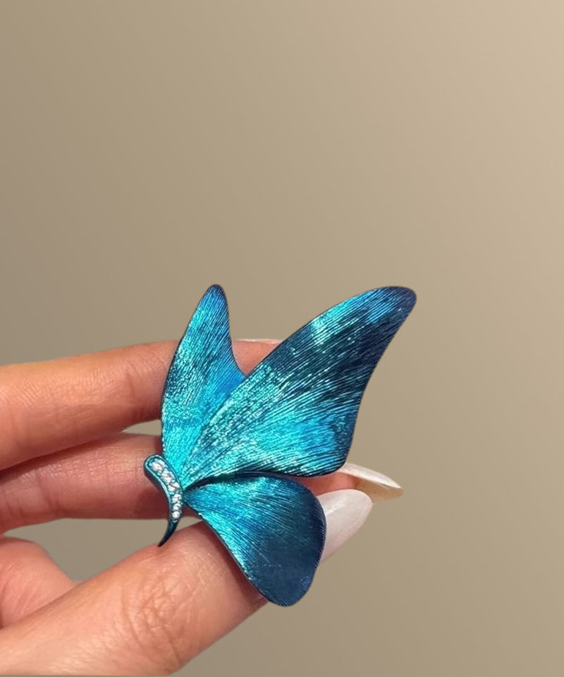 Stylish Blue Copper Alloy Zircon Butterfly Stud Earrings