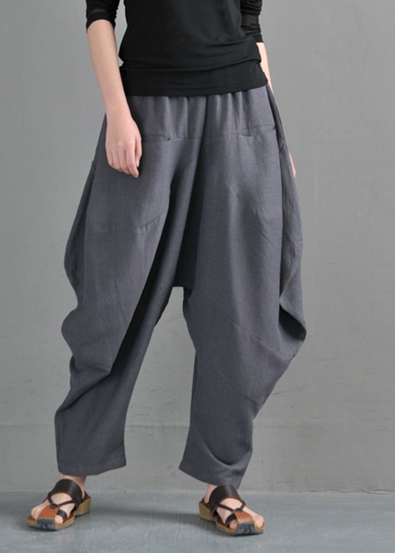 Grey Pockets Patchwork Lantern Pants Summer