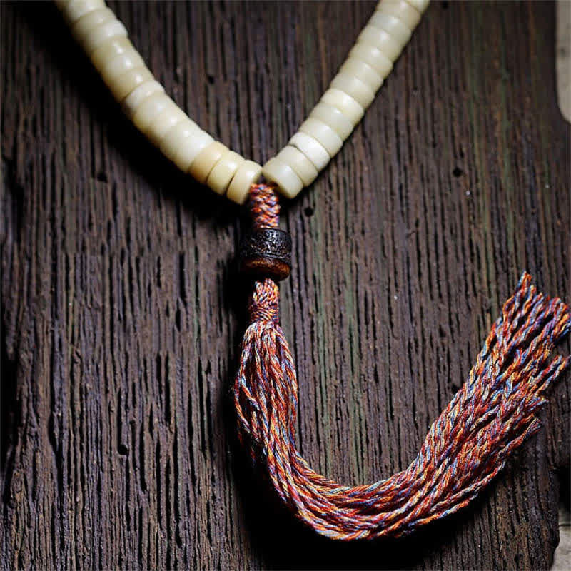108 Bead Yak Bone Mala Bracelet for Strength and Balance