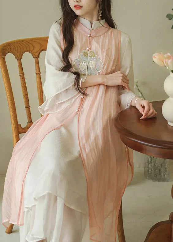 New Chinese Style Stand Collar Embroidered Dress Two-piece Set Autumn