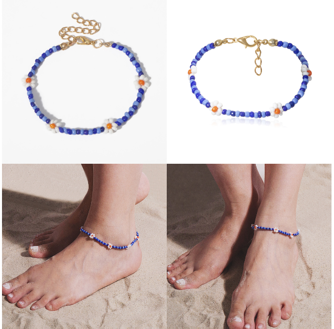 Personalized Colorful Beaded Necklace Creative Rice Bead Woven Flower Geometric Necklace Bracelet Anklet