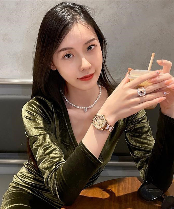 Stainless Steel Zircon Hollow Out Watch
