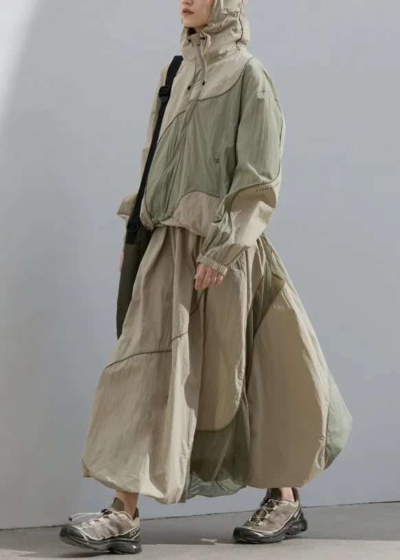 Summer Green Loose Sunscreen Coat and Skirt Two Pieces Set