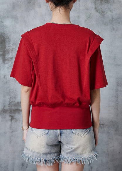 Red Zip Up Silm Fit Cotton Tank Top Summer