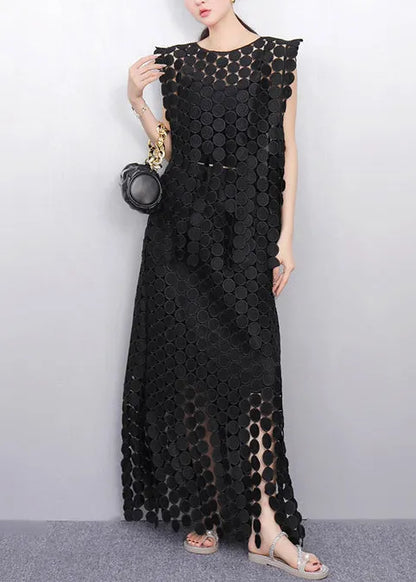 Art Black Oversized Side Open Two Piece Set Clothing Summer