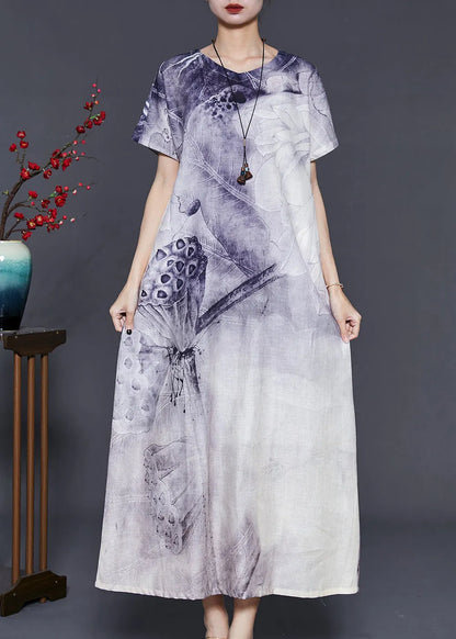 Purple Tie Dye Cotton Long Dress Summer
