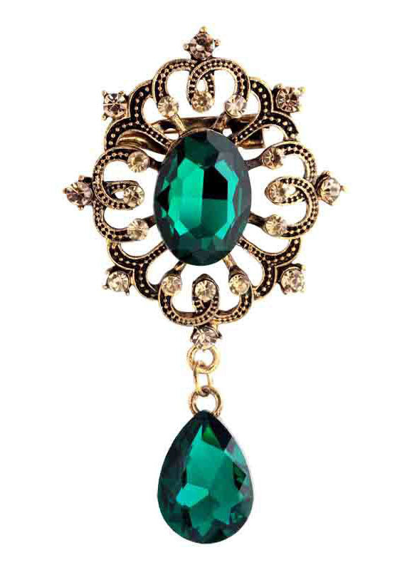 Green Alloy Zircon Crystal Brooches
