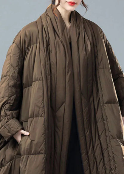 Chocolate Warm Duck Down Witner Coats Side Open