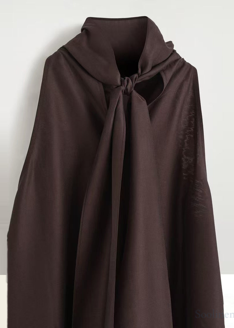 Brown Cold Shoulder Halter Dresses Summer
