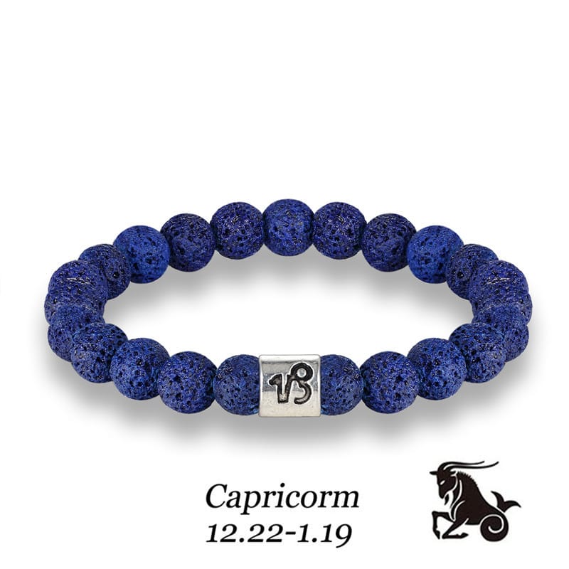 Handmade Lava Stone Zodiac Bracelet