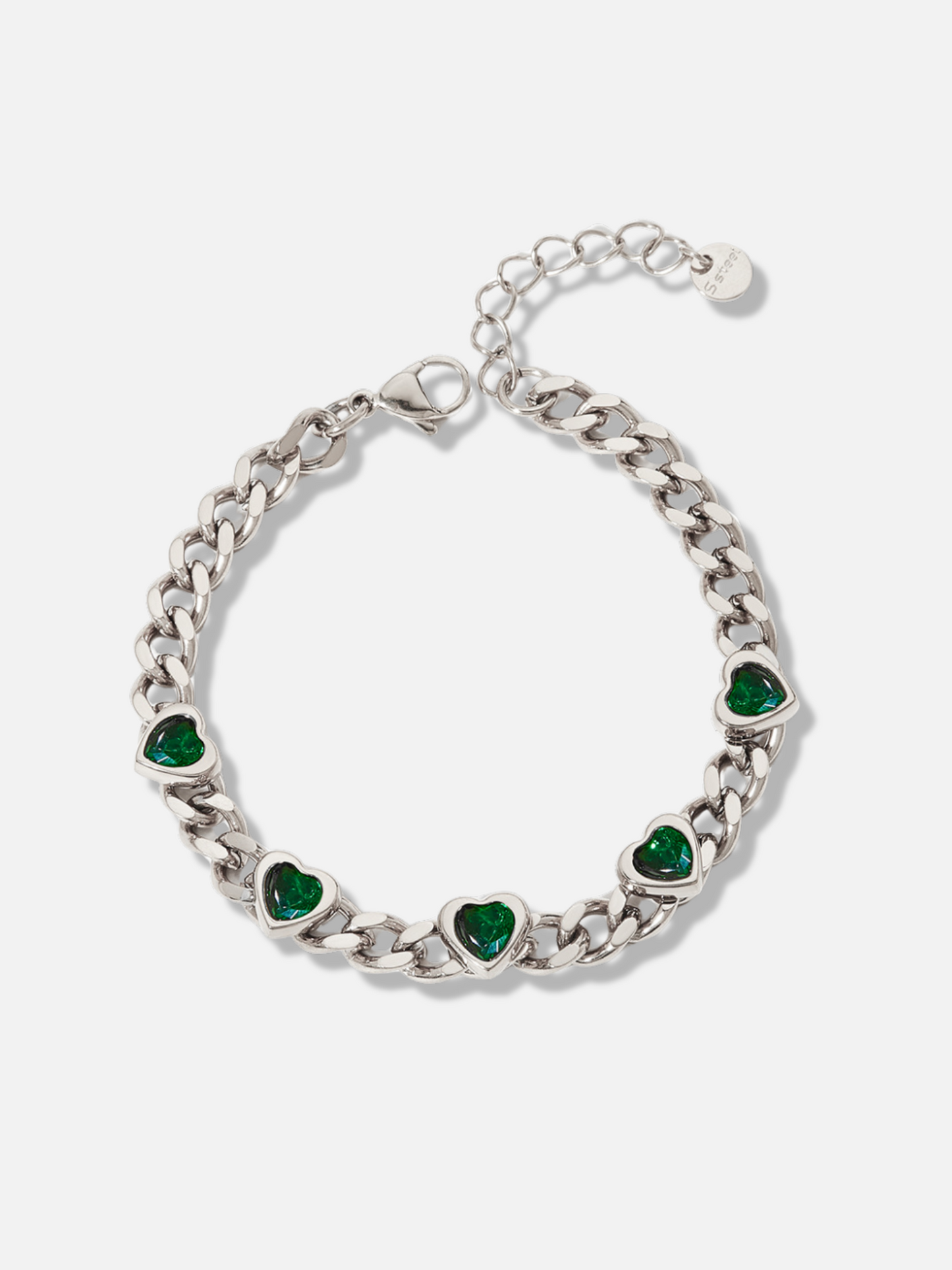 Ayza Heart Charm Chain Bracelet in Silver