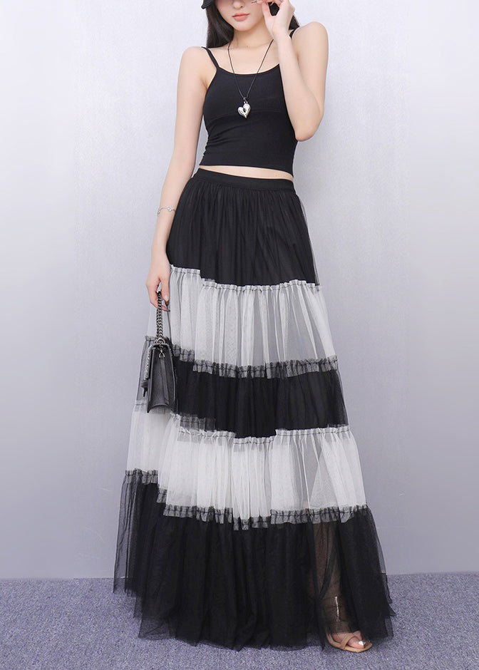 Colorblock Exra Large Hem Patchwork Tulle Skirt Summer
