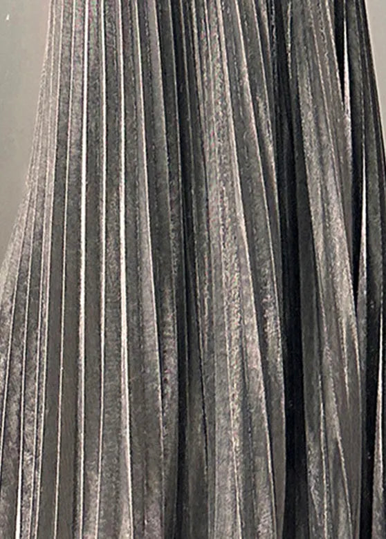 Silvery Elastic Waist a Line Skirt Spring